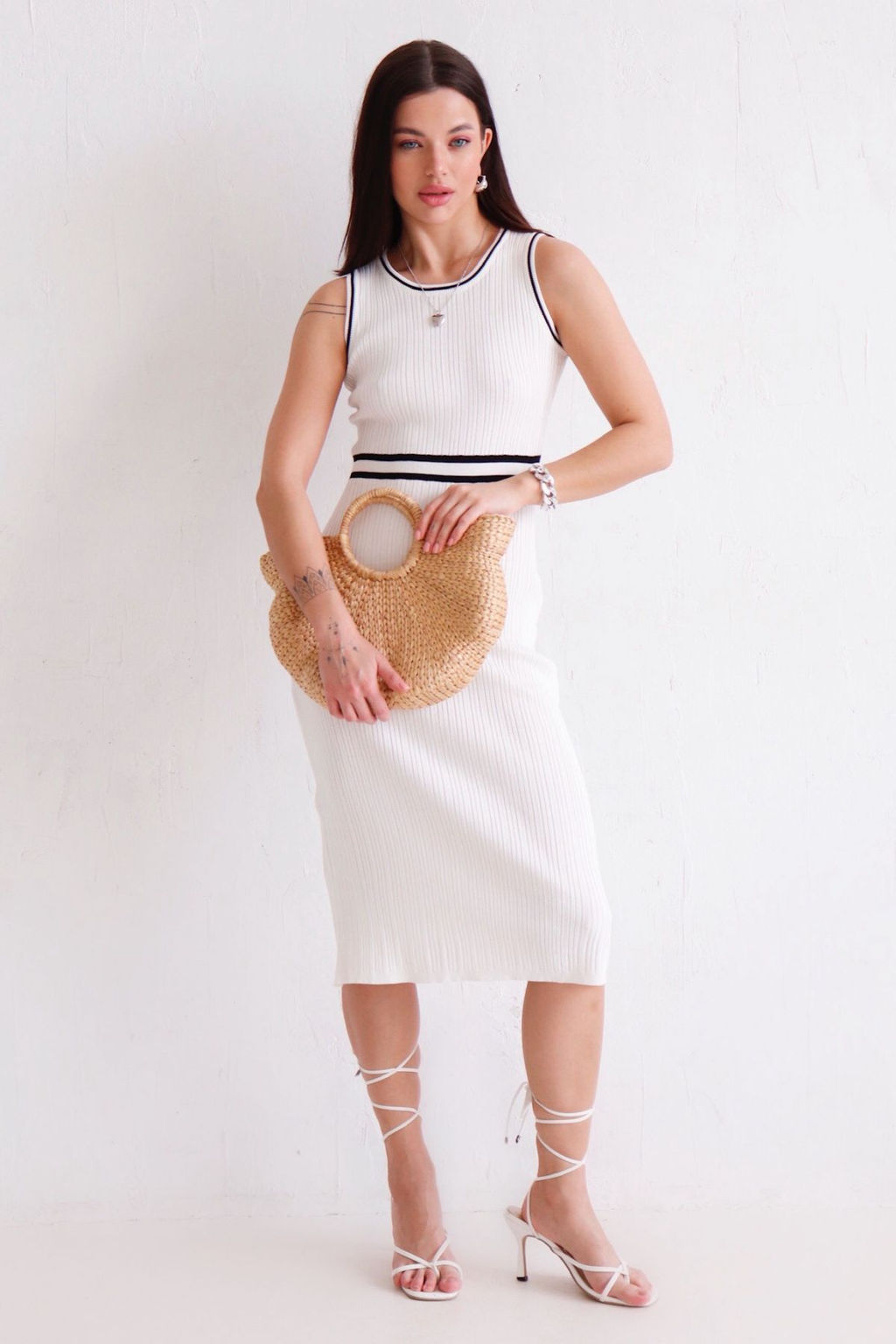 12695 Платье белое с чёрным кантом - Martichelli фото 3