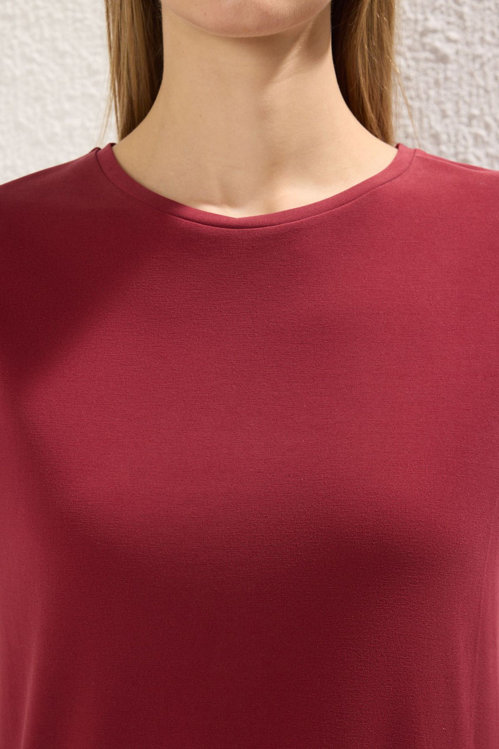 TRENDYOLMILLA Bordo More Sustainable Soluk efektli Modal Kumas Oversize/Genis Kesim Orme T-Shirt TWOSS25TS00124  фото 8