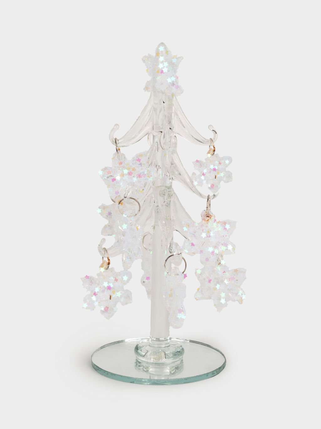 Статуэтка, 15 см, с подвесками, стекло, серебристая, Ель со снежинками, Event