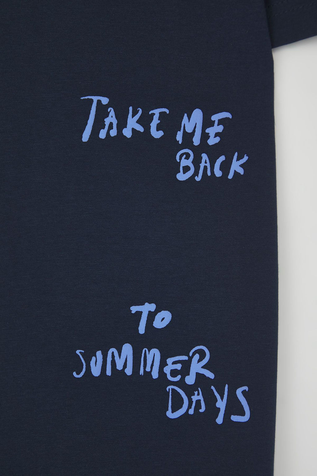 TRENDYOL MAN Lacivert 0versize/Genis Kesim Yaz? Bask?l? %100 Pamuk T-Shirt TMNSS25TS00064
