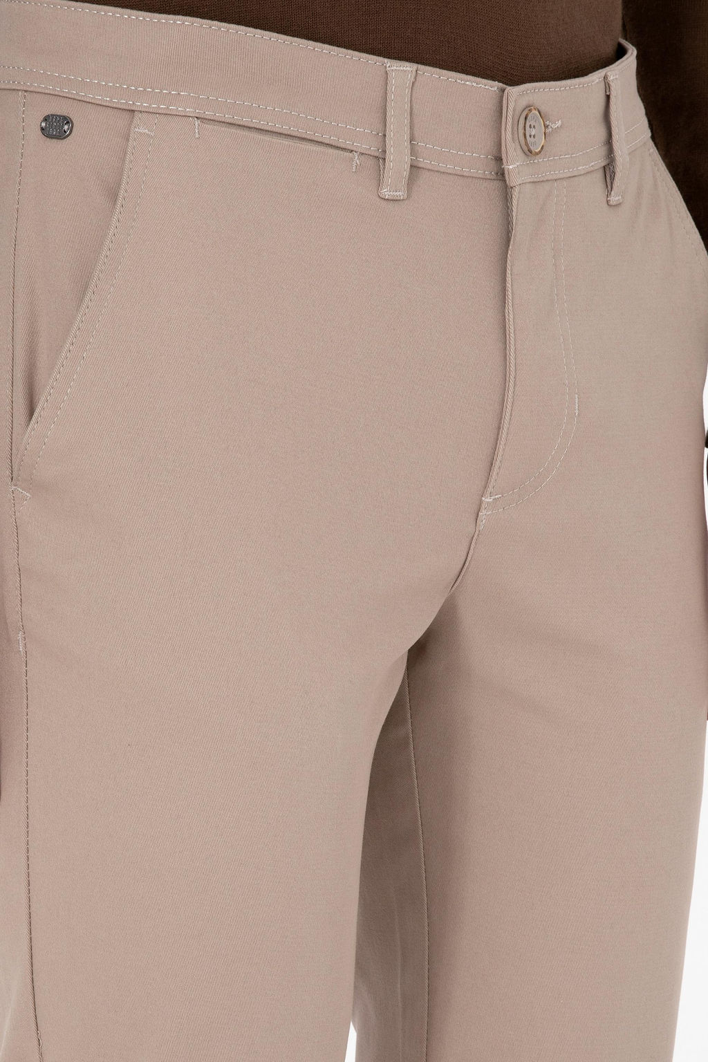 Erkek Koyu Bej Slim Fit Kanvas / Chino Pantolon