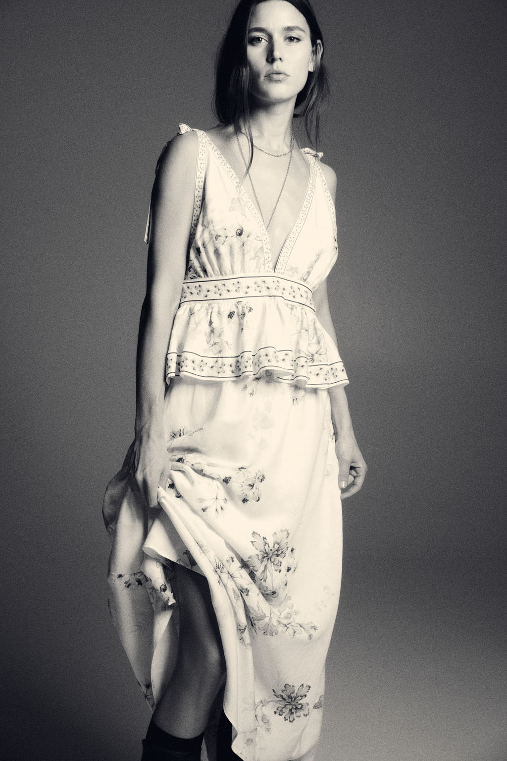 Vestido en mezcla de lino con tirantes de lazo - H&m фото 2