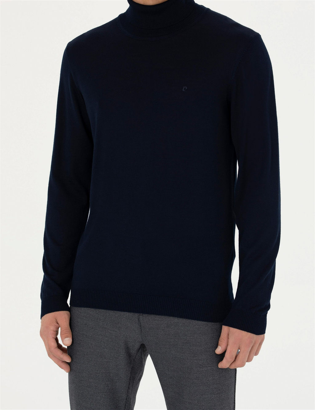 Lacivert Slim Fit Bal_k__ Yaka Y_n Kar___ml_ Basic Triko Kazak - Pierre cardin фото 6