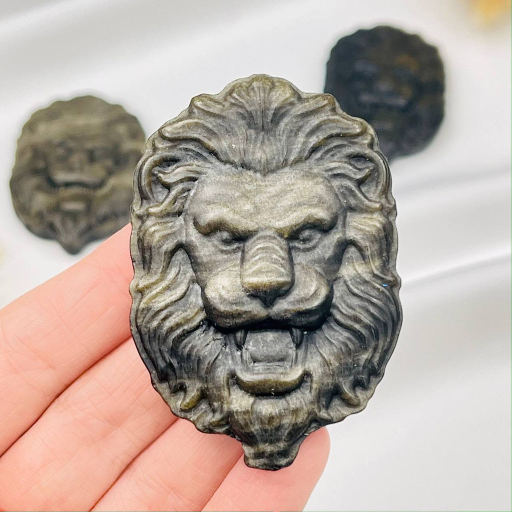 Фигурка "Лев" из золотистого Обсидиана