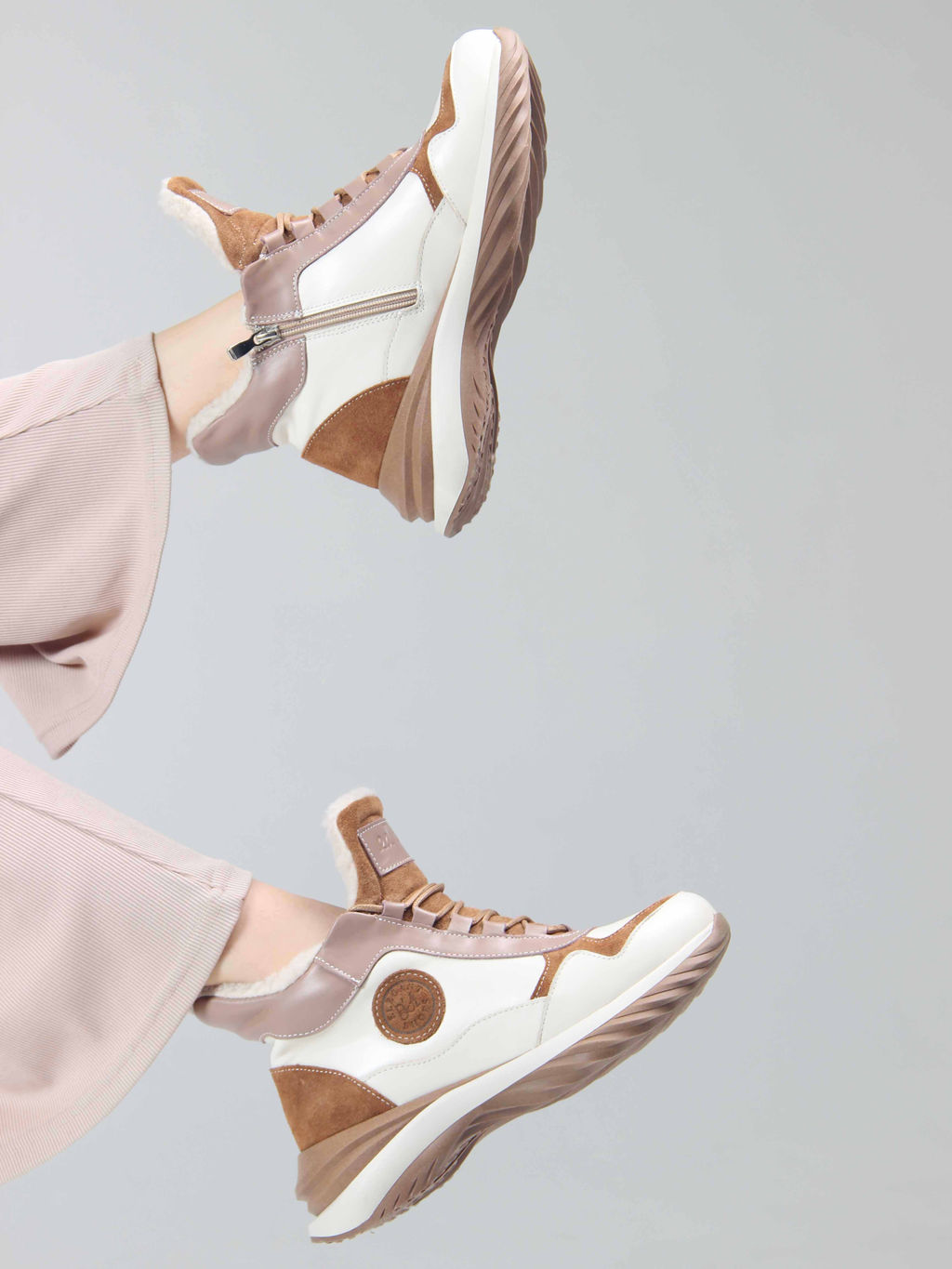 Ботинки 350.uno2br. беж какао/Шерсть