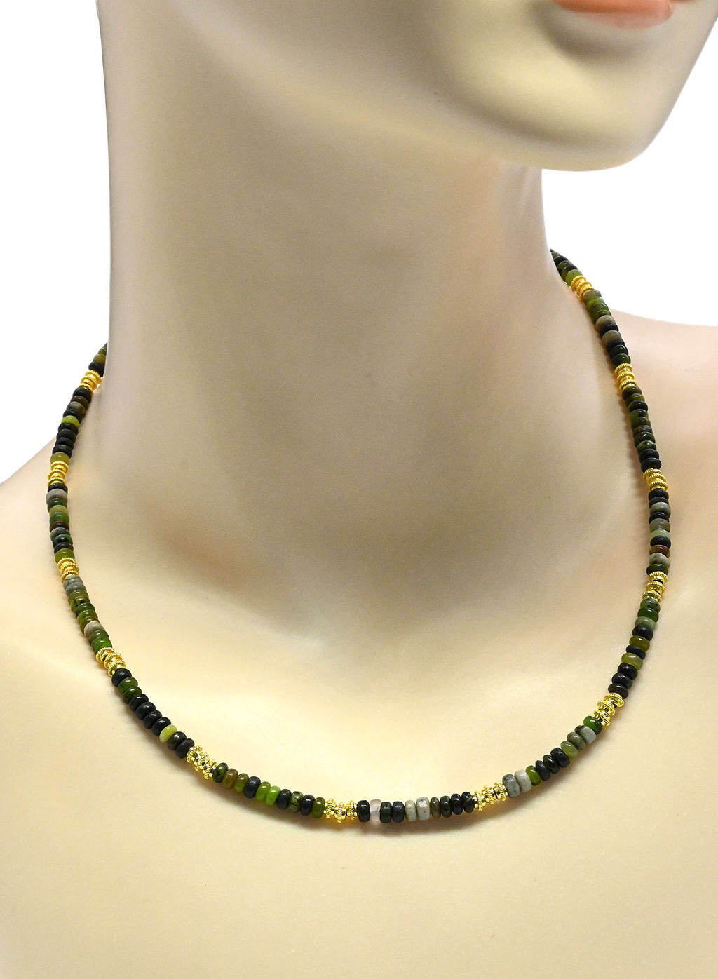 Чокер из нефрита рондель 4*3мм, 42см