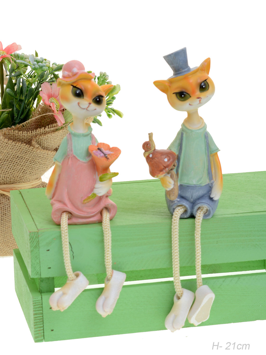 Цена за 2 шт. Фигурка Кошка висячие ножки 2 штуки набор 21 см / 9465 /уп 48/ - Галеонтрейд фото 2