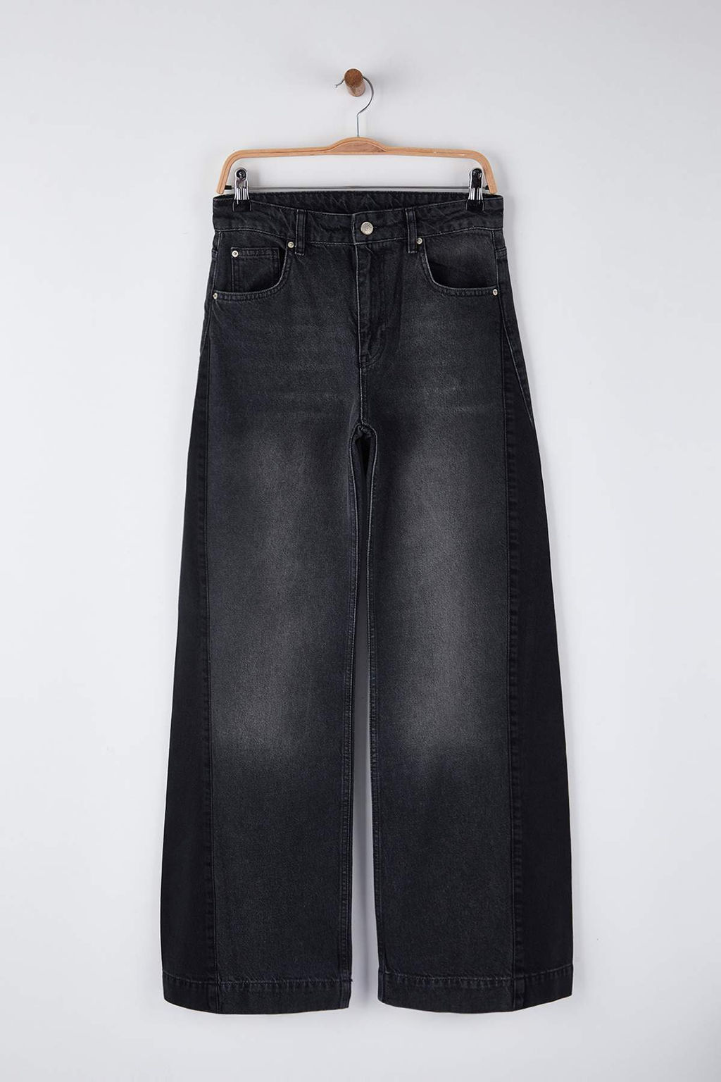 Ozel Koleksiyon Mavi Yuksek Bel Renk Bloklu Wide Leg Genis Paca Jeans TWOAW26JE00099 - Trendyolmilla фото 7