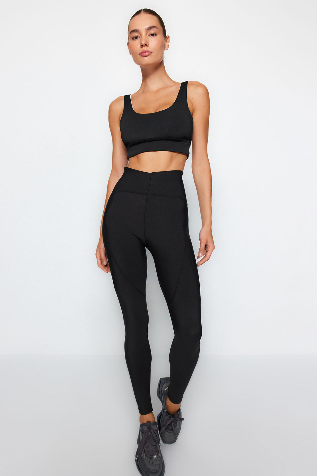 TRENDYOLMILLA Siyah Toparlay?c? Tam Boy Orme Spor Tayt TWOSS21TA0023 фото 29