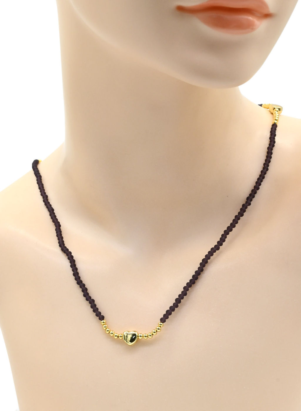 Бусы-браслет на резинке из циркона рондель гр.3*2мм цв.ежевичный, 50см