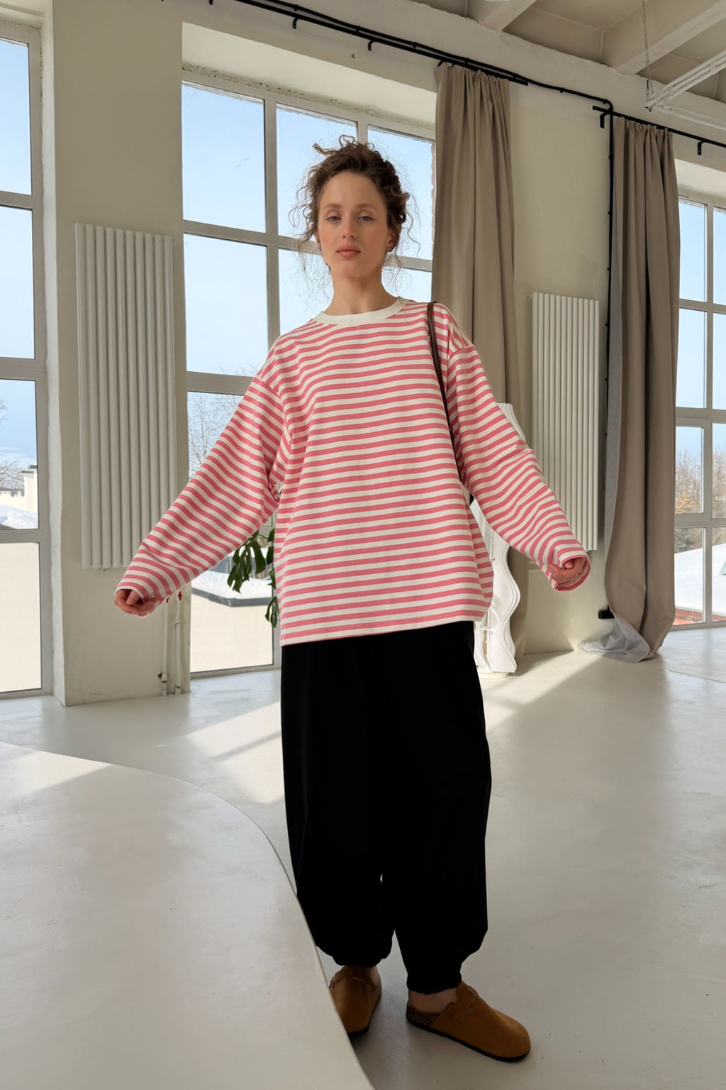 Блузка STRIP111/01/Белый, розовый - M&G all natural фото 7