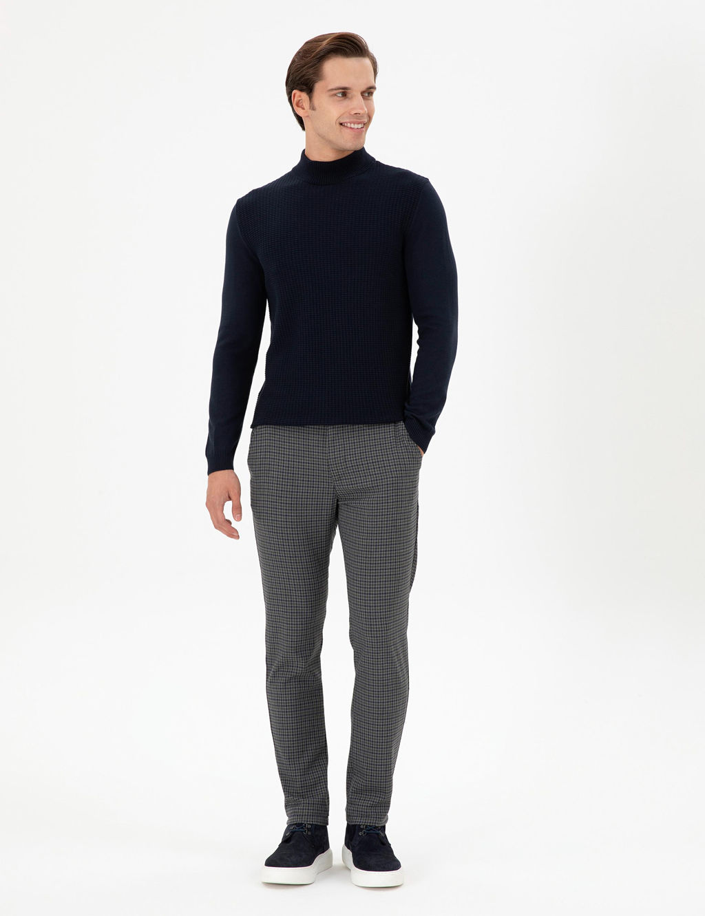 Erkek Slim Fit Yar_m Bal_k__ Yaka Lacivert Kazak - U.s. polo assn фото 4