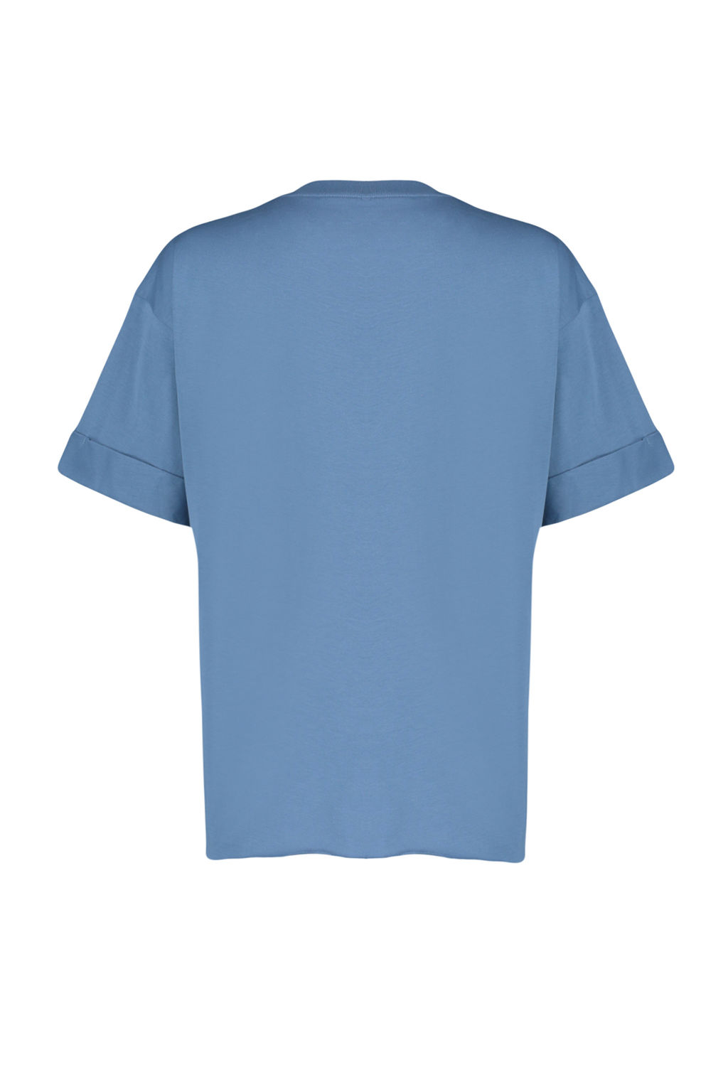 Indigo %100 Pamuk Duble Kol Asimetrik Boyfriend Orme T-Shirt TWOSS20TS0828