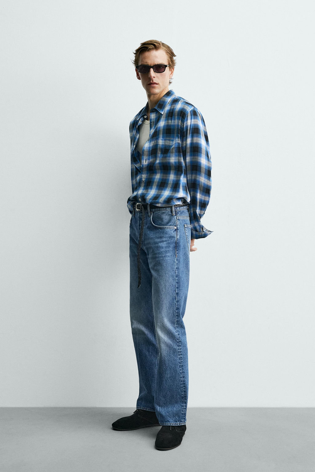 CAMISA FLUIDA CUADROS AARON LEVINE X ZARA / Azul  фото 4