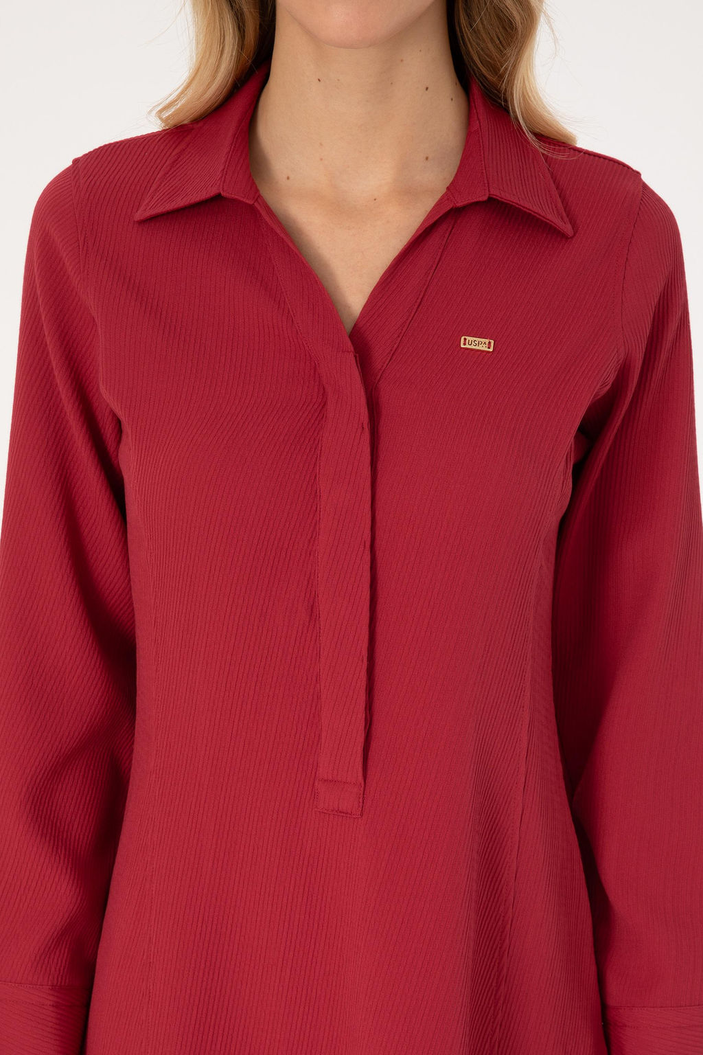 Kad_n Koyu Frambuaz Dokuma Elbise - U.s. polo assn фото 5