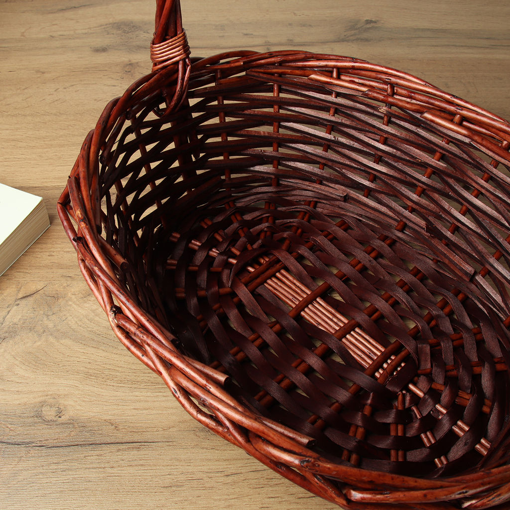 Корзина плетеная 3 штуки темно коричневые 37х30х12/32х24х10/26х20х9 см / S/3 22-29 /уп 28/овальная - Галеонтрейд фото 8