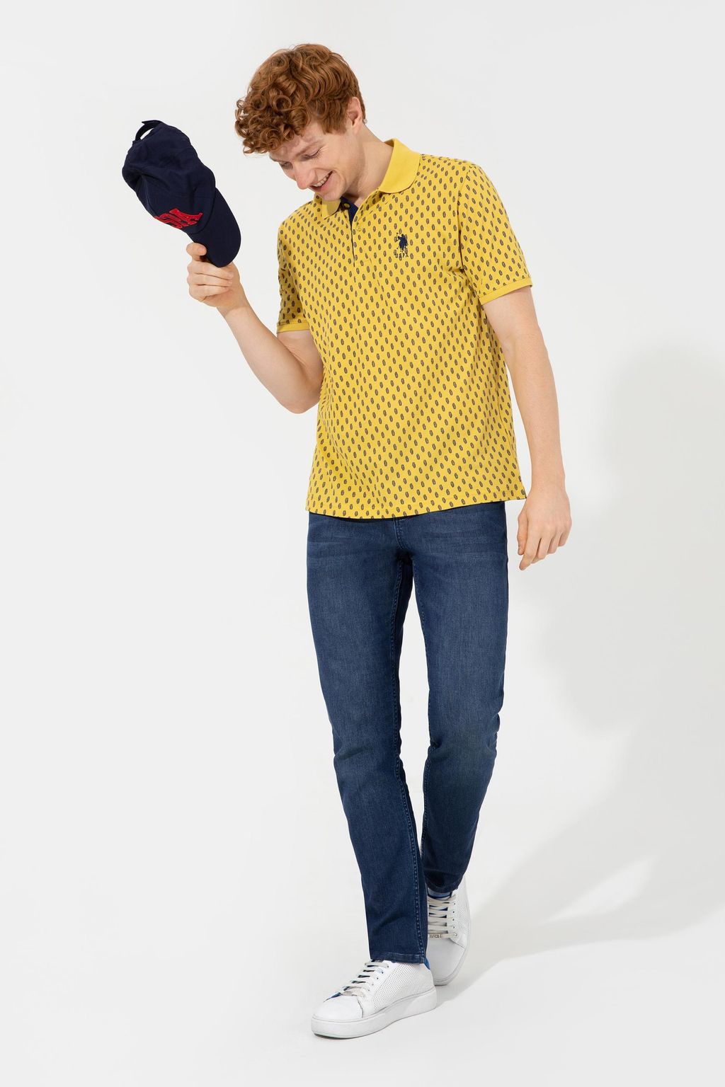 U. S. Polo Assn Мужская шафрановая футболка-поло с воротником-поло - U.s. polo assn фото 5