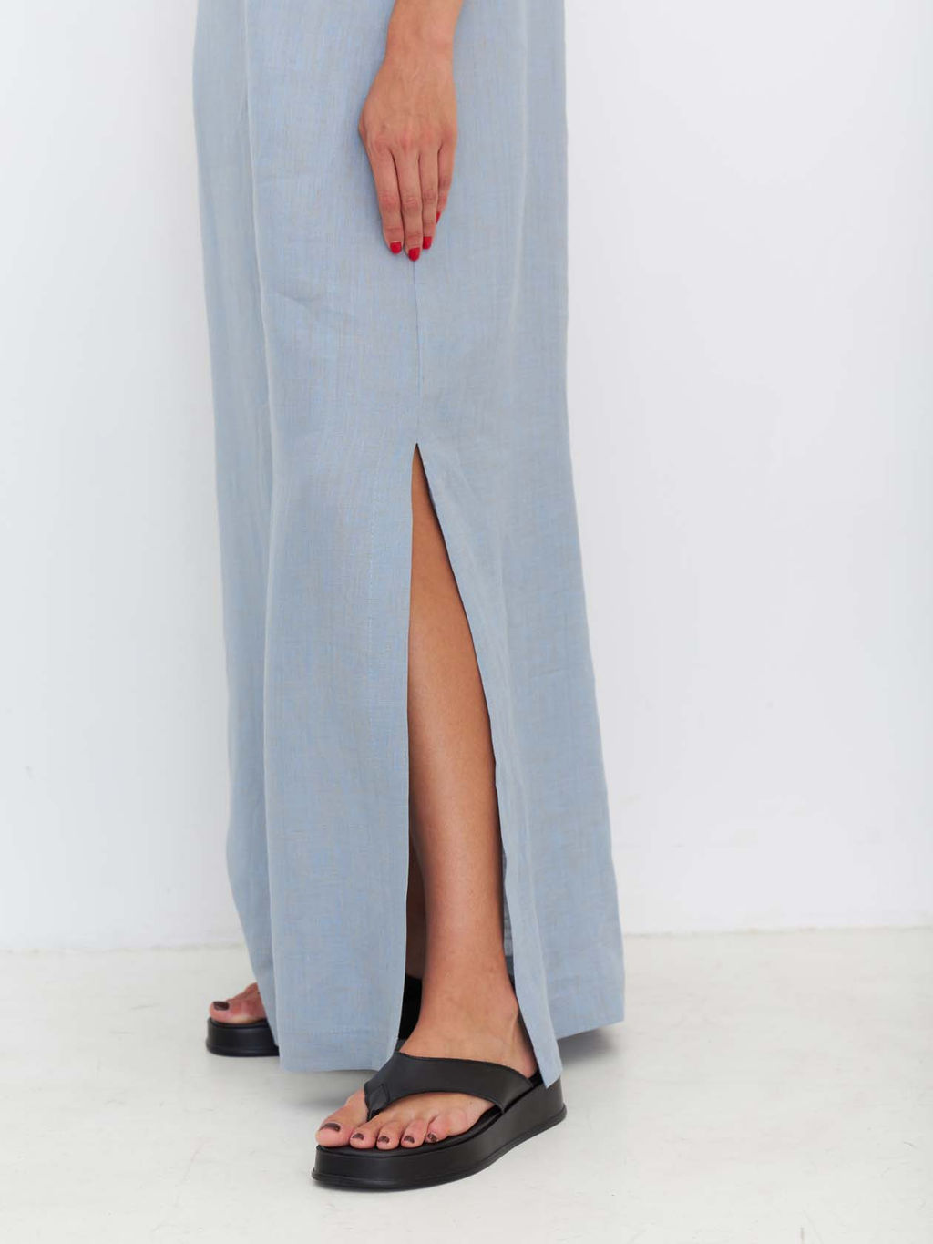 Сарафан длинный D010 1_LBMG/Светло-голубой меланж