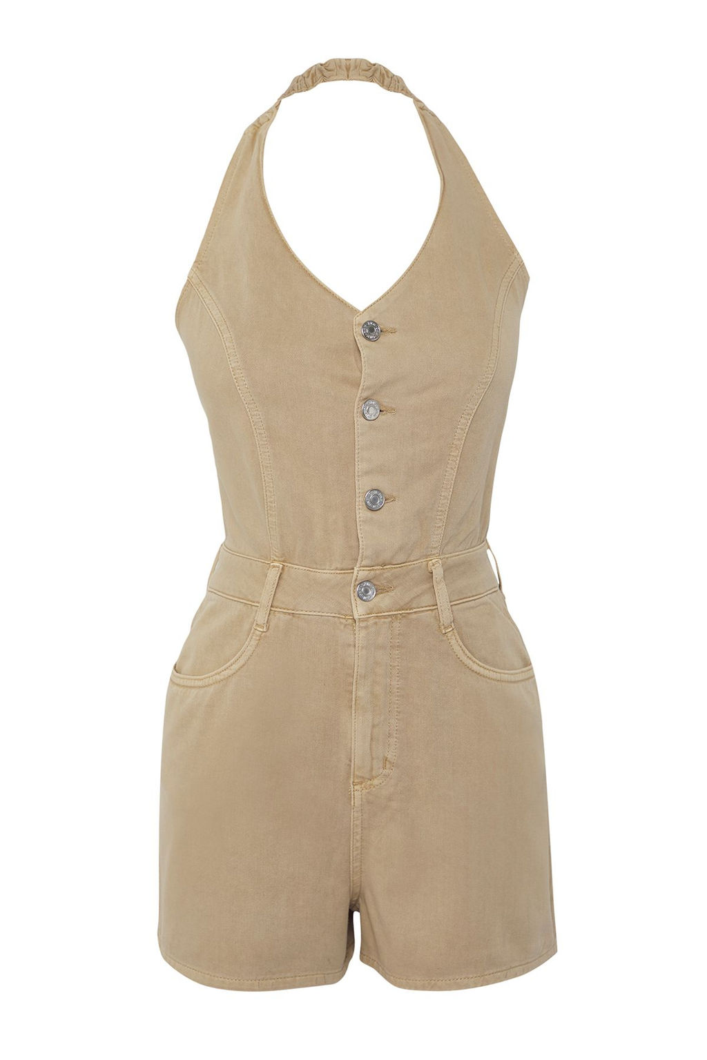 Trendyolmilla Bej S?rt Detayl? Mini Denim Tulum TWOSS25TU00064  фото 5