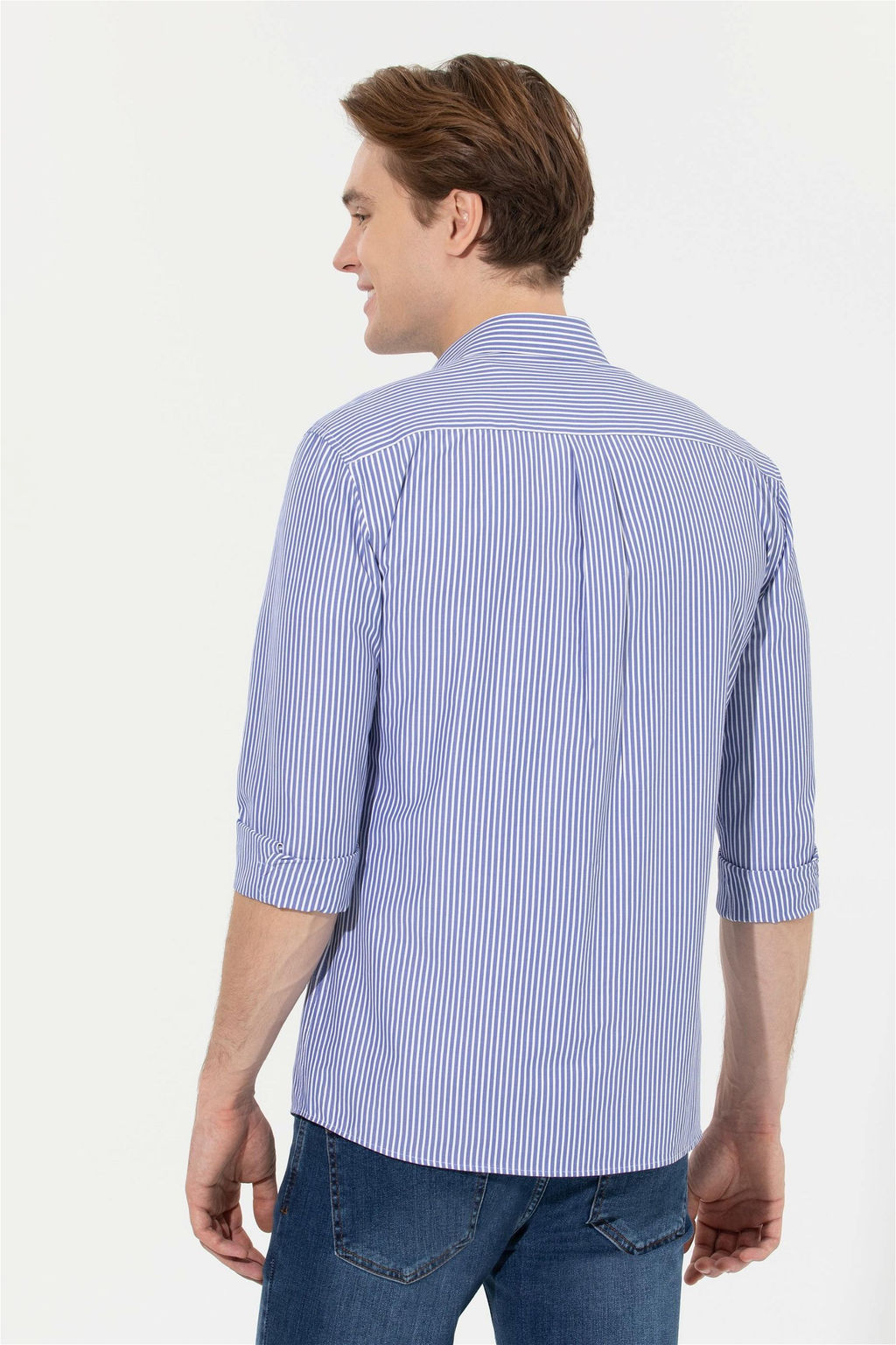 Мужская рубашка сакс в белую полоску Неожиданная скидка в корзине - U.s. polo assn фото 5