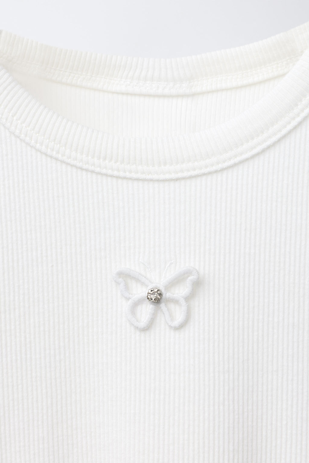 RIBBED T-SHIRT WITH JEWEL APPLIQU_ - Zara фото 3