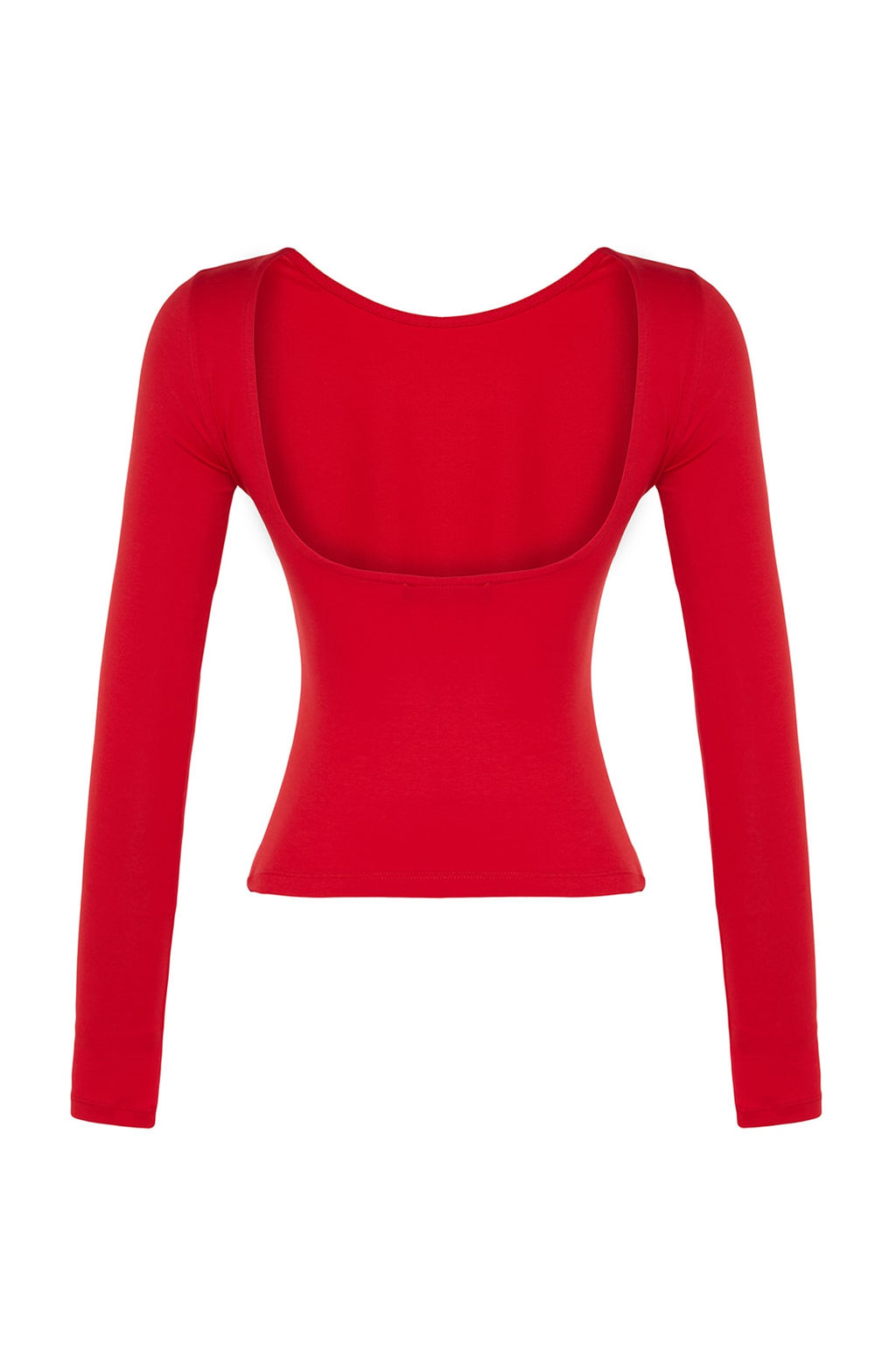 K?rm?z? Pamuklu Esnek S?rt Dekolteli Fitted/Vucuda Oturan Esnek Bluz TWOAW24BZ00160