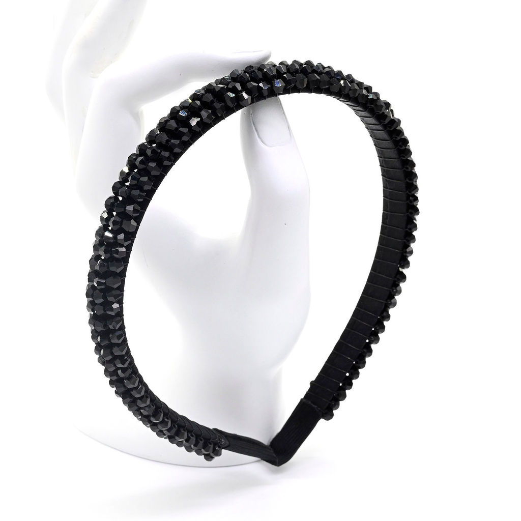 Ободок для волос с цирконом, цвет черный