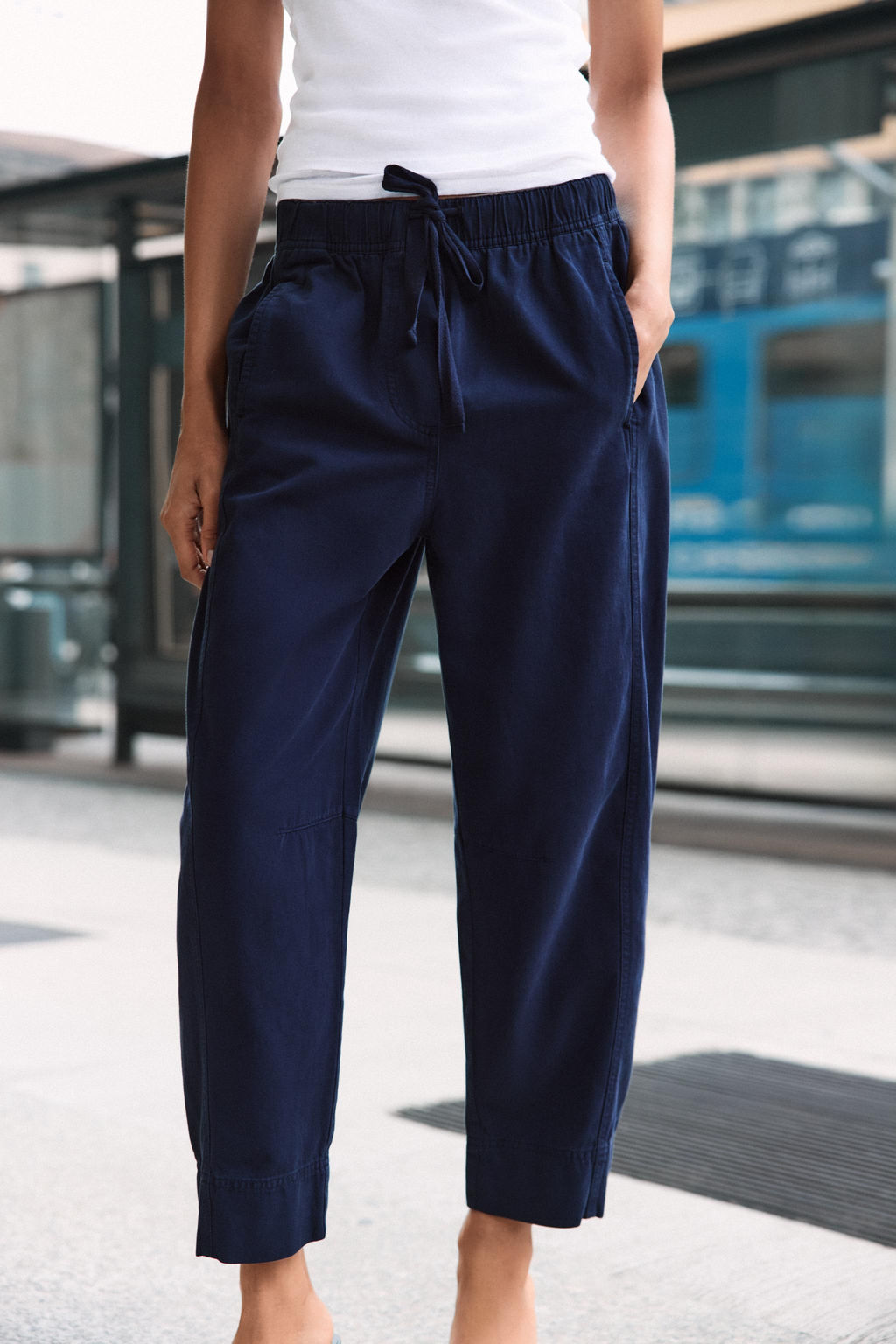 PANTAL?N CINTURA EL?STICA / Marino - Zara фото 3