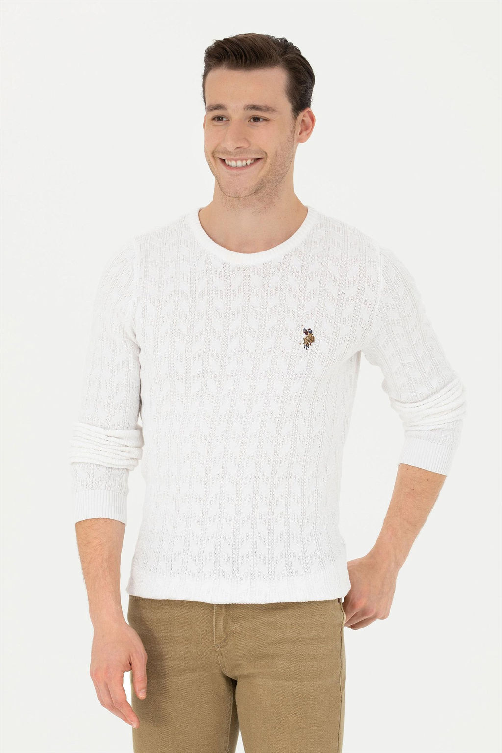 Мужской белый базовый свитер - U.s. polo assn фото 8