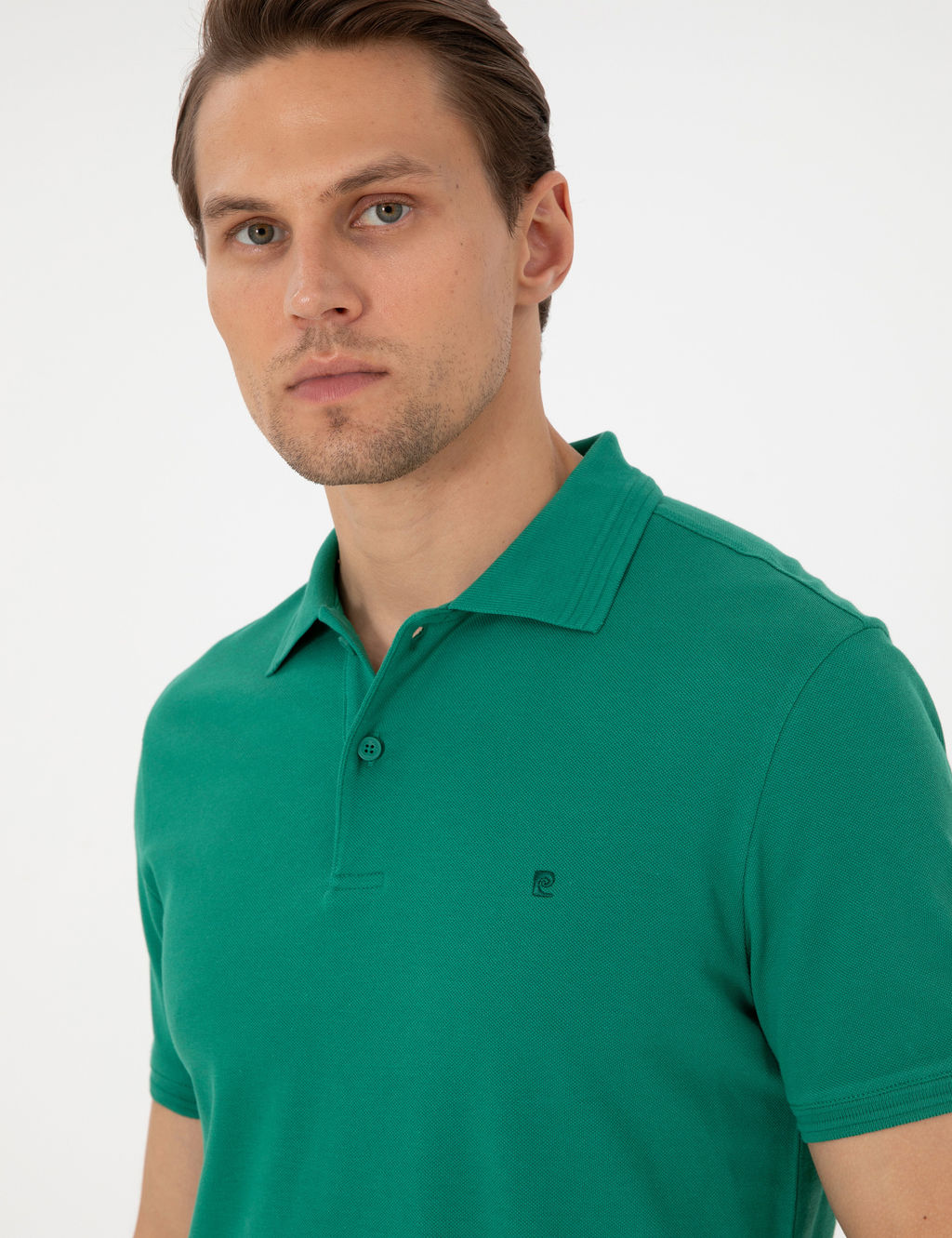 Ye_il Slim Fit %100 Pamuk Polo Yaka Basic Ti__rt