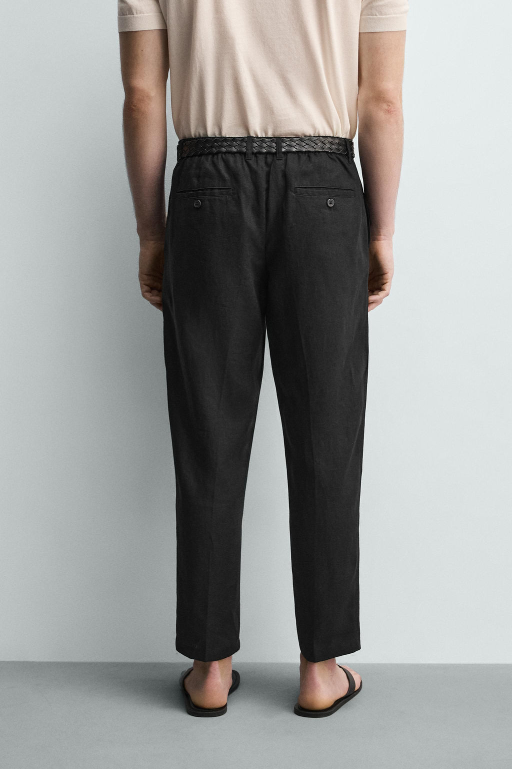 PANTAL?N REGULAR FIT 100% LINO / Negro - Zara фото 3