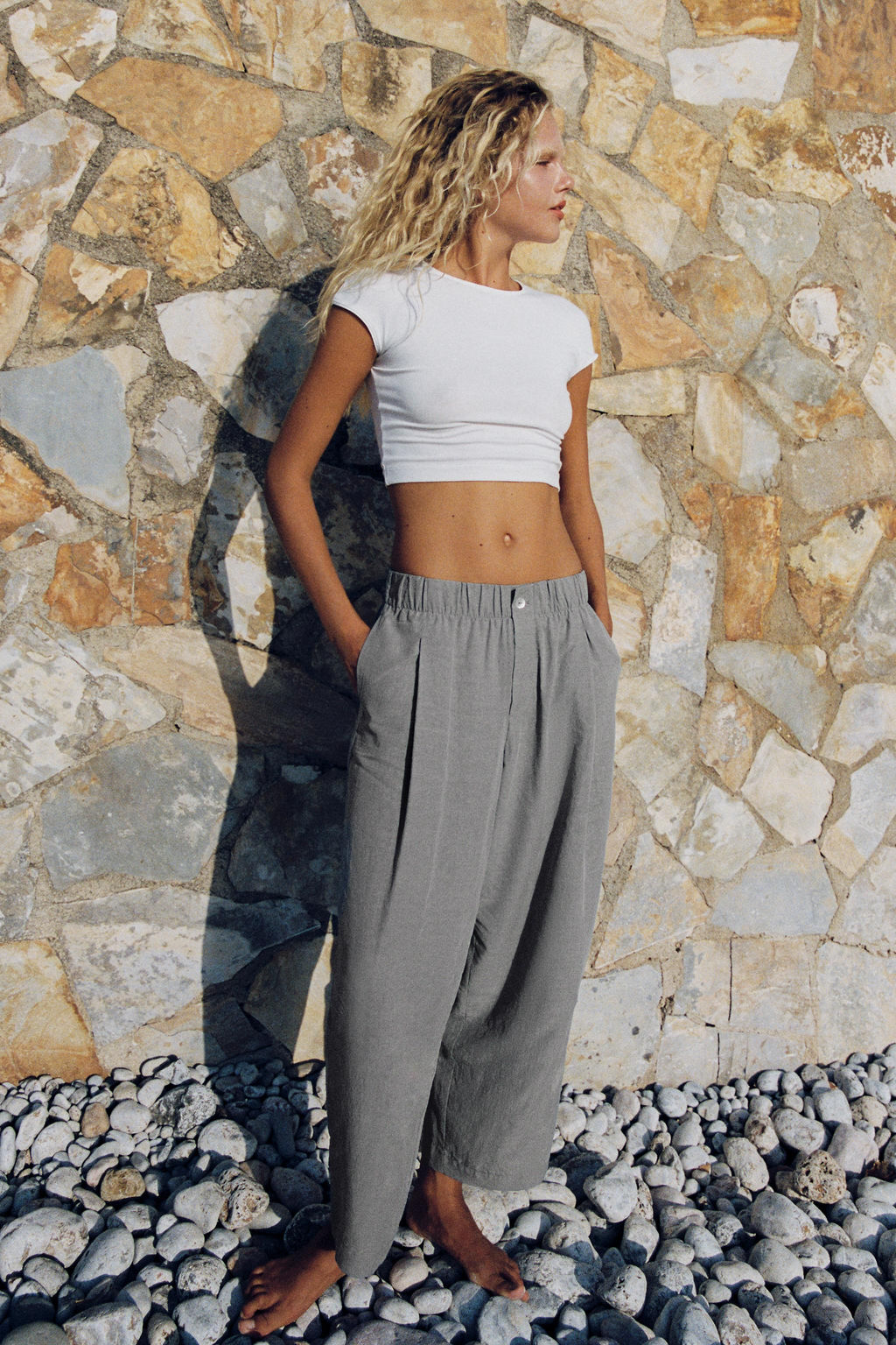 PANTAL?N TOBILLERO GOMA / Gris - Zara фото 2