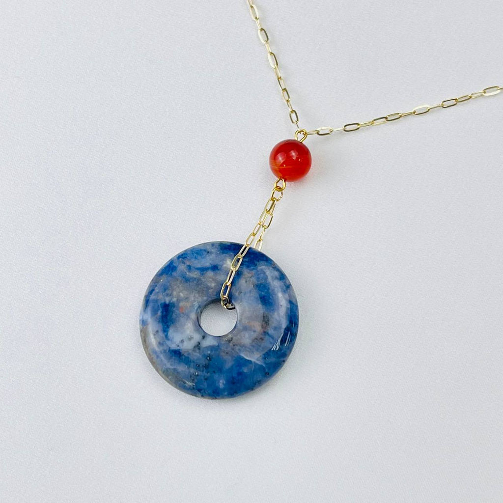 Кулон на цепочке из Содалита и Сердолика 50 см +