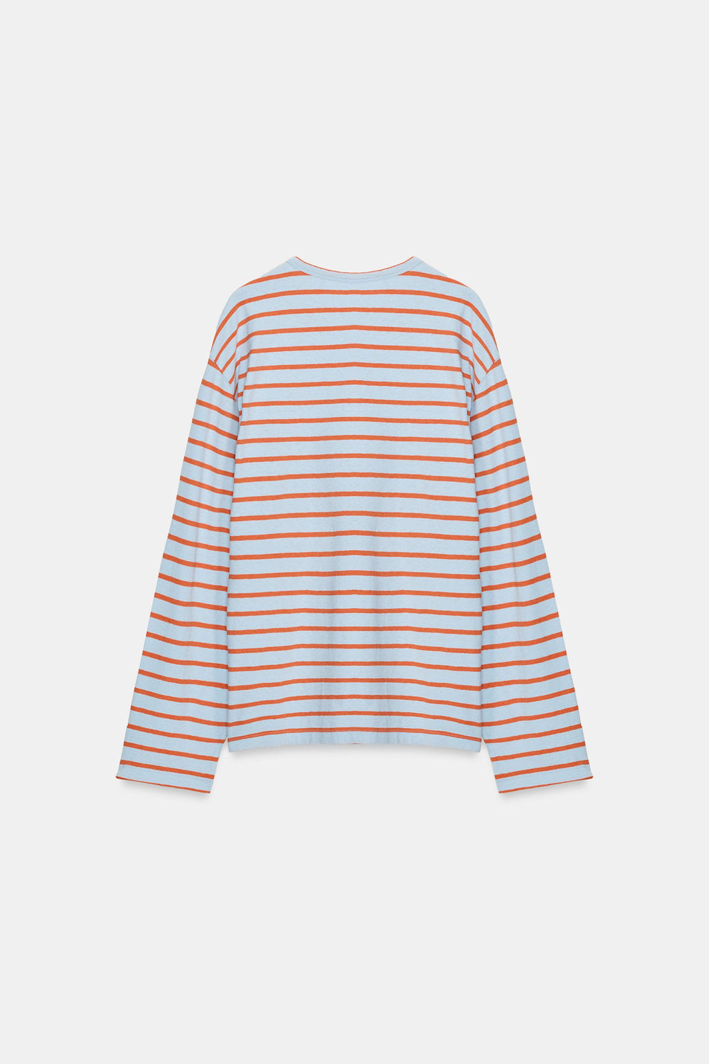 CAMISETA ALGOD?N Y LINO RAYAS / Azul pastel - Zara фото 6