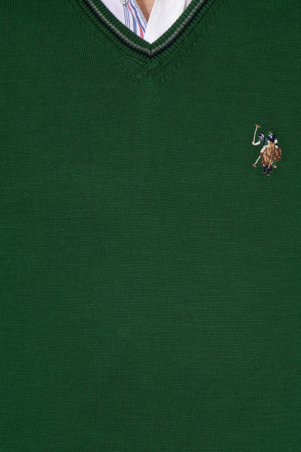 U. S. Polo Assn Мужской зеленый базовый трикотажный свитер с v-образным вырезом - U.s. polo assn фото 18
