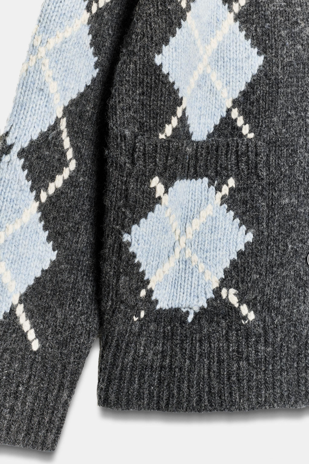 100% WOOL ARGYLE CARDIGAN - Zara фото 6