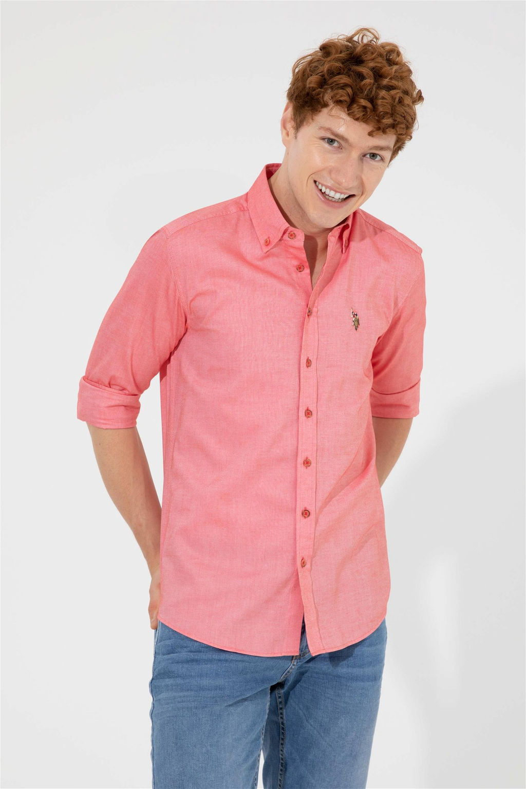 Мужская красная базовая рубашка с длинным рукавом Неожиданная скидка в корзине - U.s. polo assn фото 3