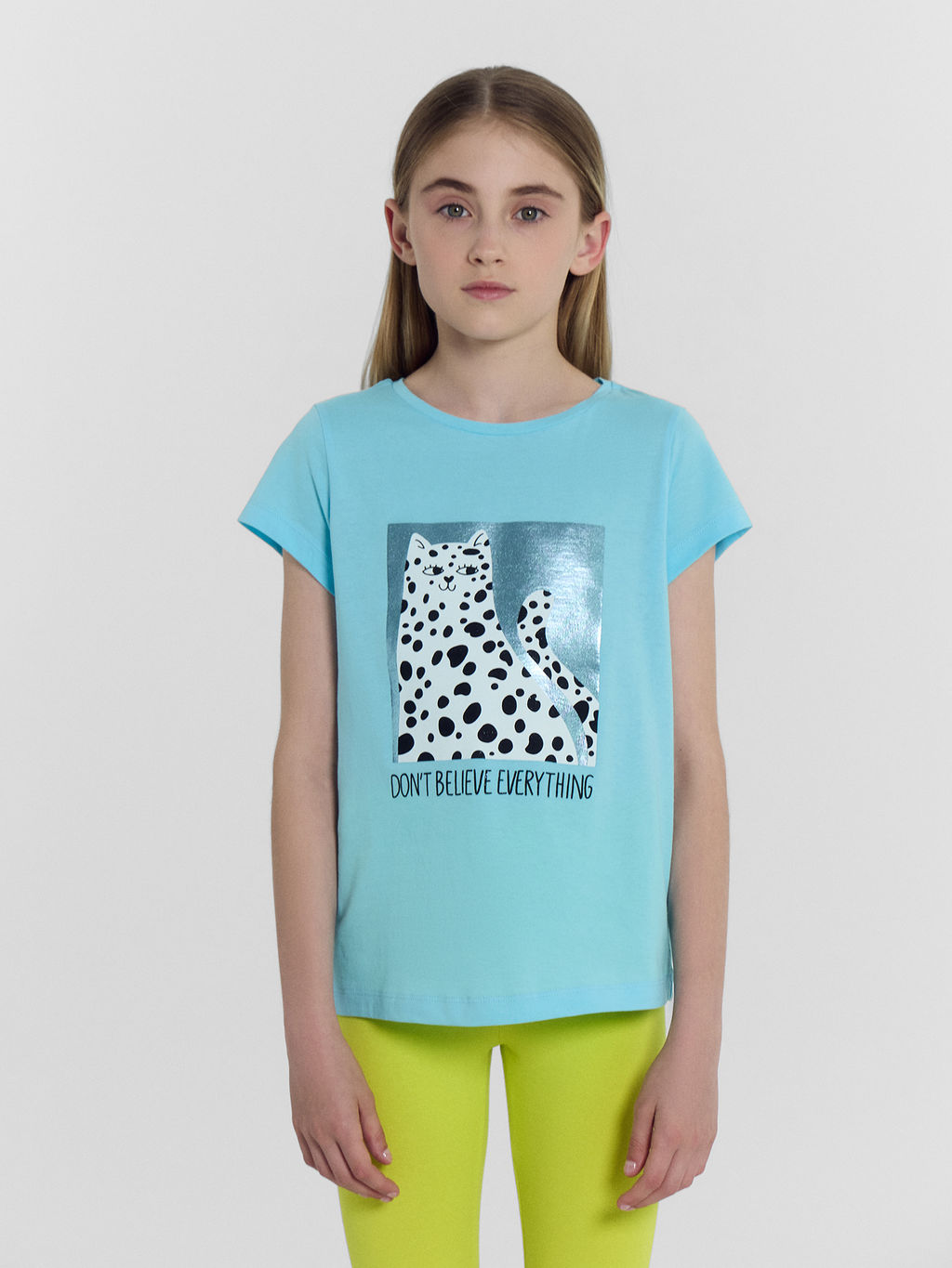 Футболка для девочек голубая с печатью - Mark formelle фото 2