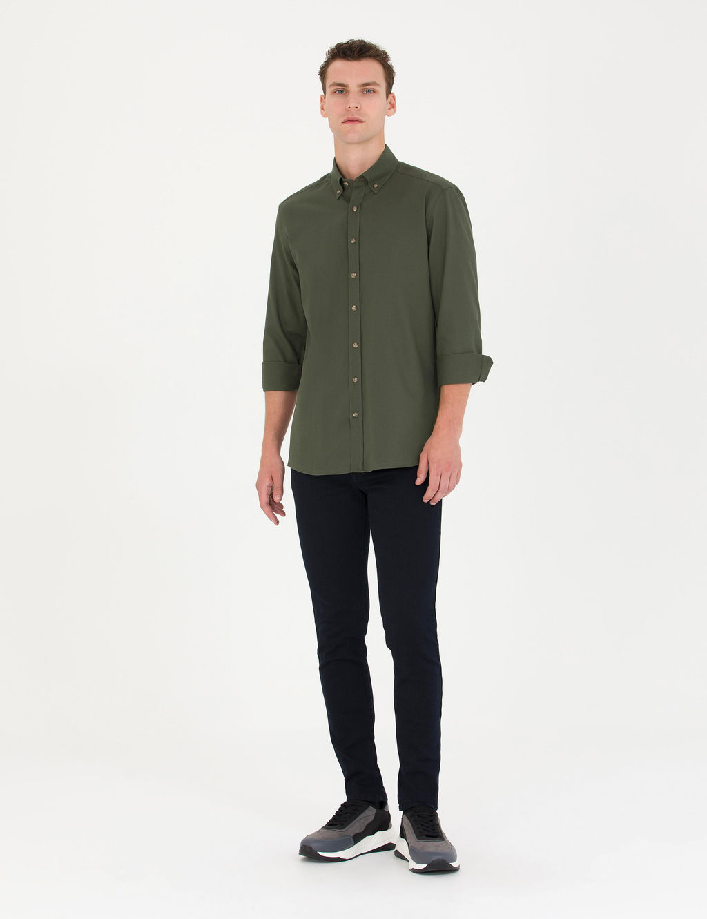 Haki Regular Fit Uzun Kollu G_mlek - Pierre cardin фото 4