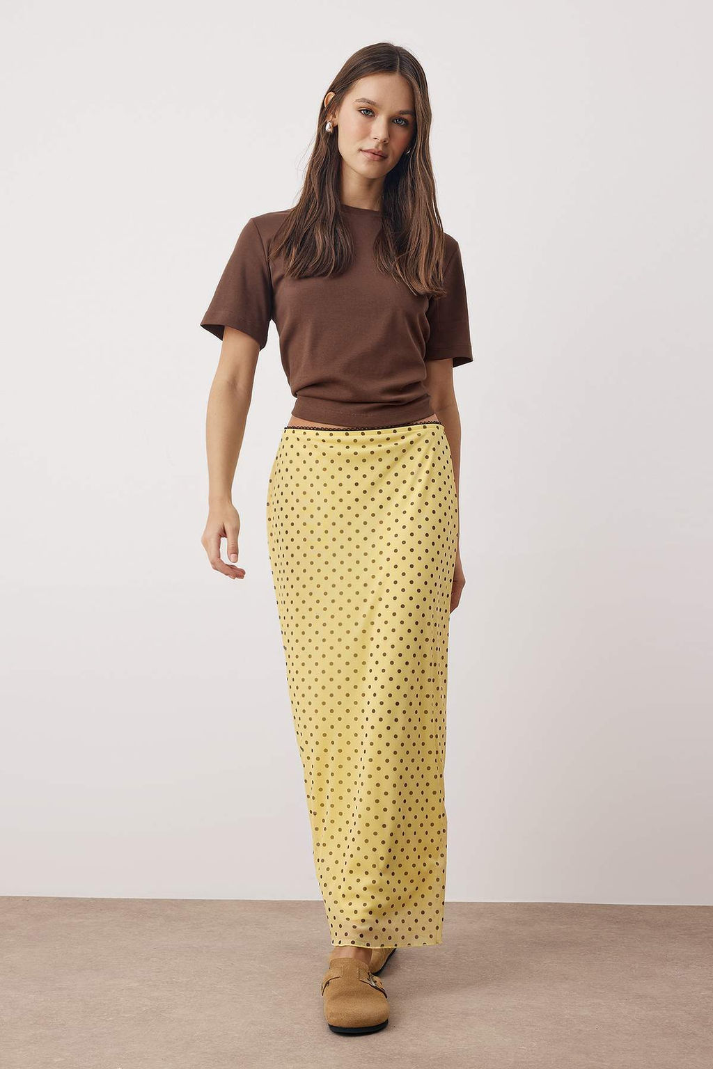 TRENDYOLMILLA Cok Renkli Ekose Desenli Tul Dantel detayl? Esnek Etek TWOSS25ET00153 фото 7