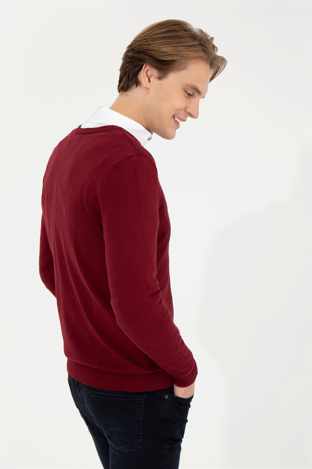 U. S. Polo Assn Мужской бордовый красный базовый трикотажный свитер с v-образным вырезом Неожиданная скидка в корзине - U.s. polo assn фото 5