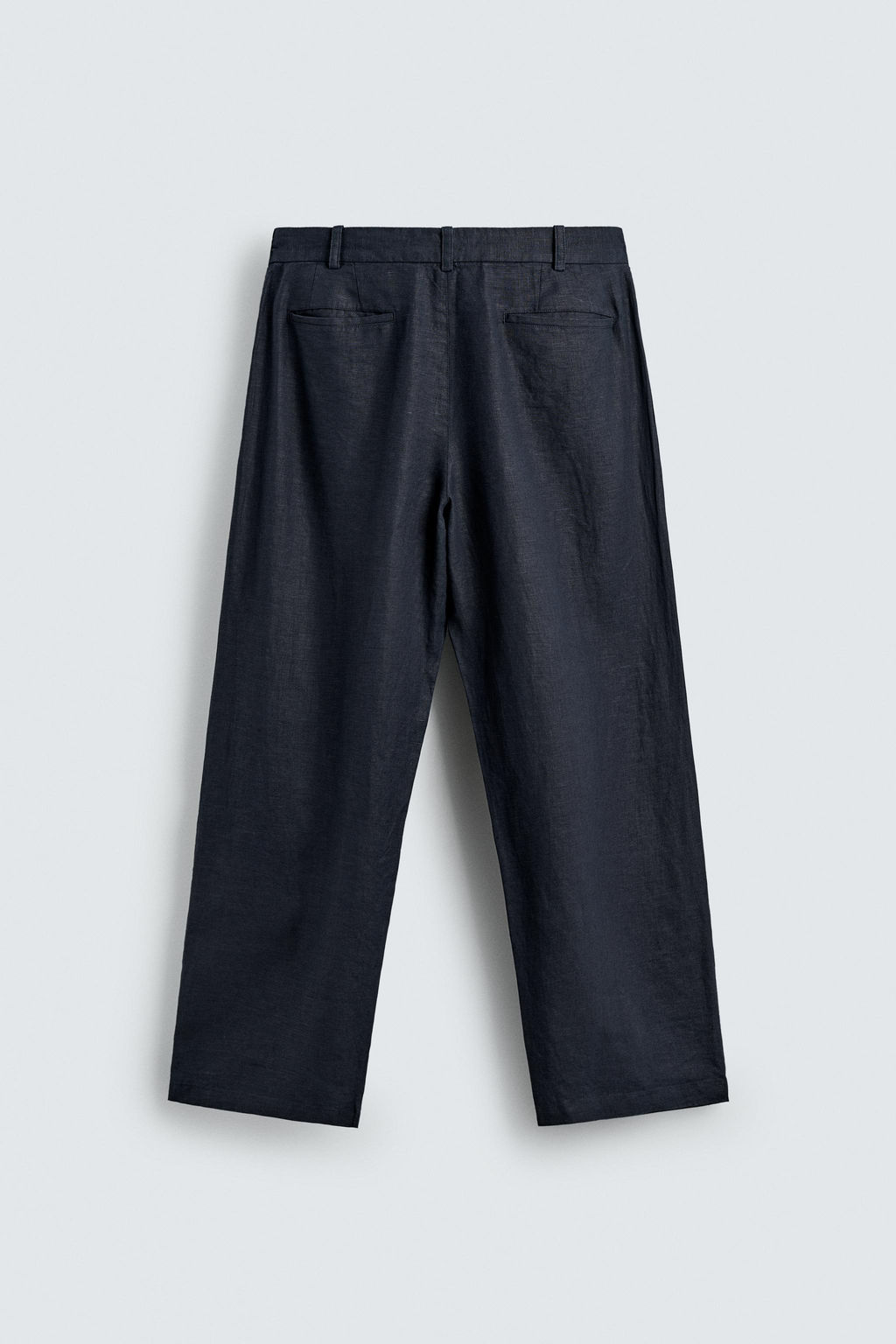 PANTAL?N WIDE FIT PLIEGUES 100% C??AMO / Marino oscuro - Zara фото 7