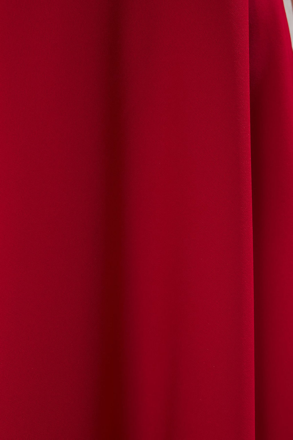 K?rm?z? A-Kesim Ask? Baglama Detayl? Dokuma Midi S?k Abiye Gece Mezuniyet Elbisesi TPRSS24EL00251