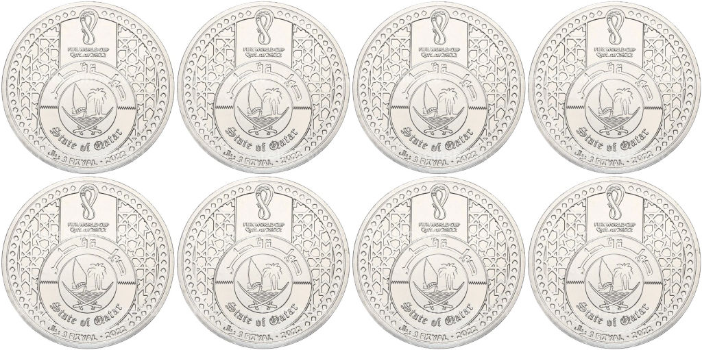 Набор из 8 монет 1 риял 2022 года Катар Чемпионат мира по футболу 2022 года в Катаре