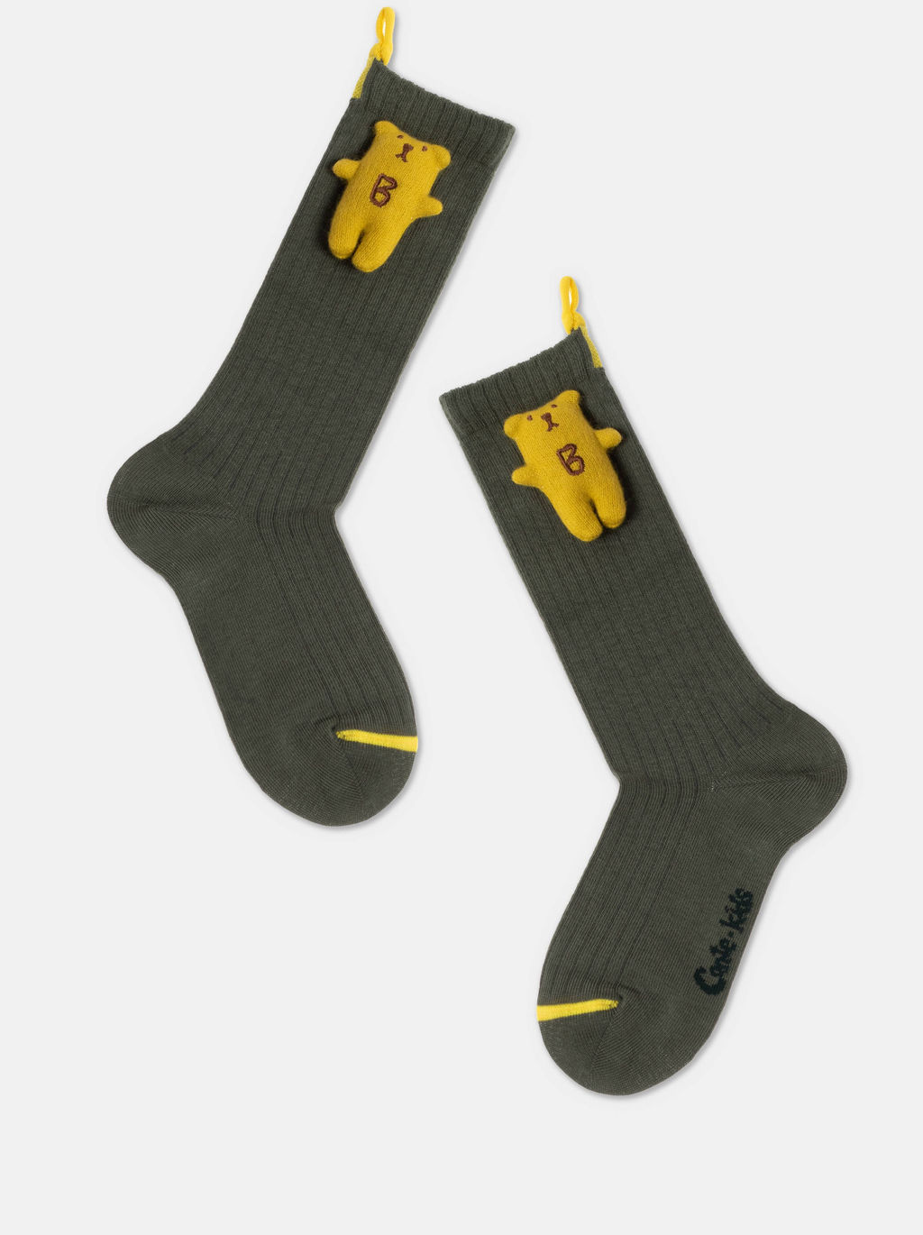 Цена за 2 пары CONTE-KIDS Удлиненные носки TIP-TOP из хлопка с декоративной игрушкой хаки