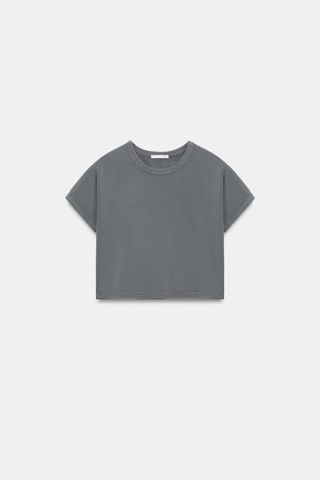 CAMISETA CORTA EFECTO LAVADO / Plomo - Zara фото 5