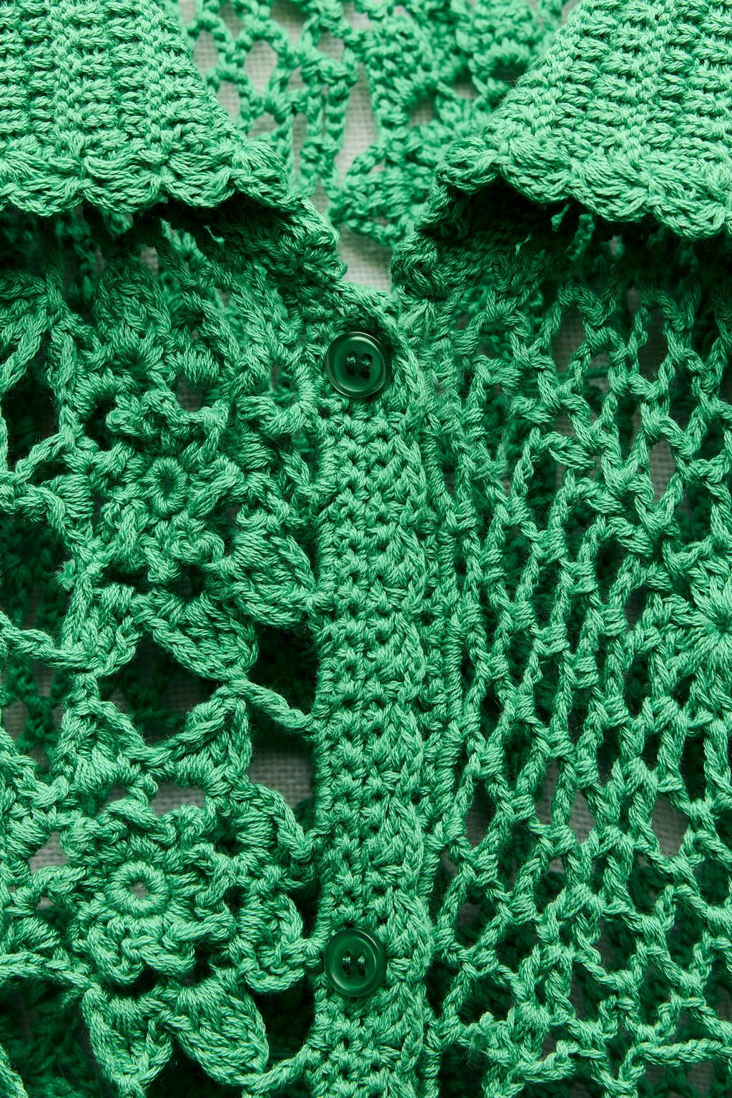 CROCHET KNIT POLO SHIRT - Zara фото 7