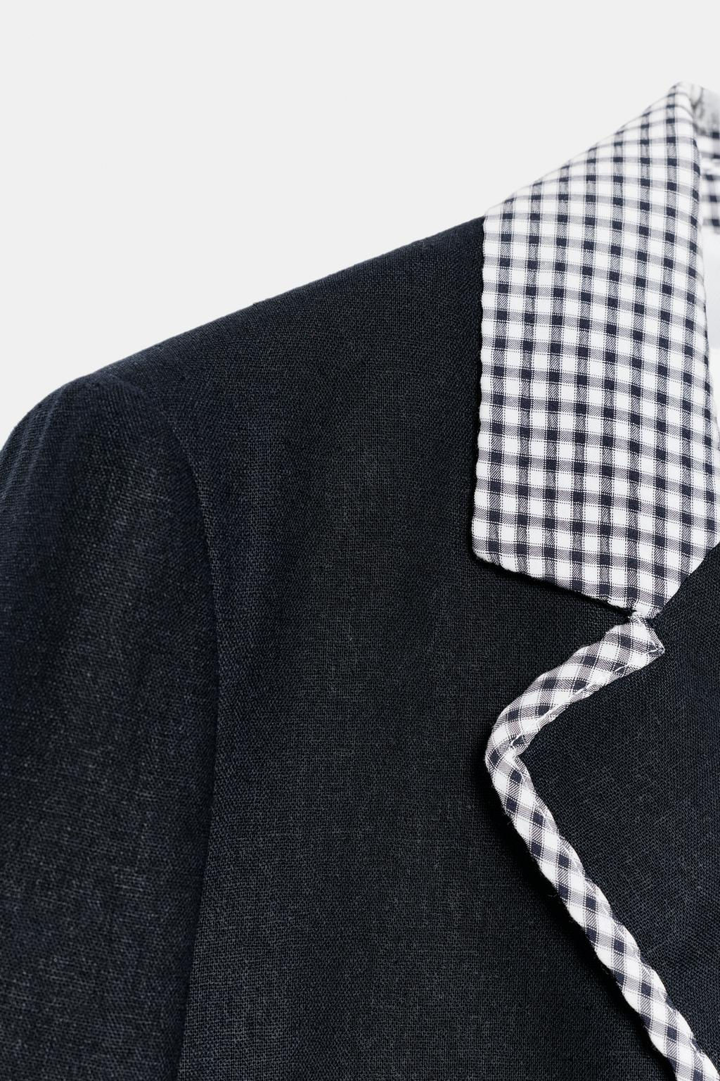 BLAZER CORTA COMBINADA CUADRO VICHY / Marino - Zara фото 19