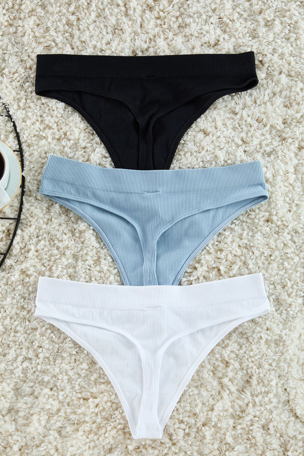 Trendyolmilla Siyah-Beyaz-Mavi 3lu Paket Seamless/Dikissiz Tanga Orme Kulot THMAW25KU00021  фото 6