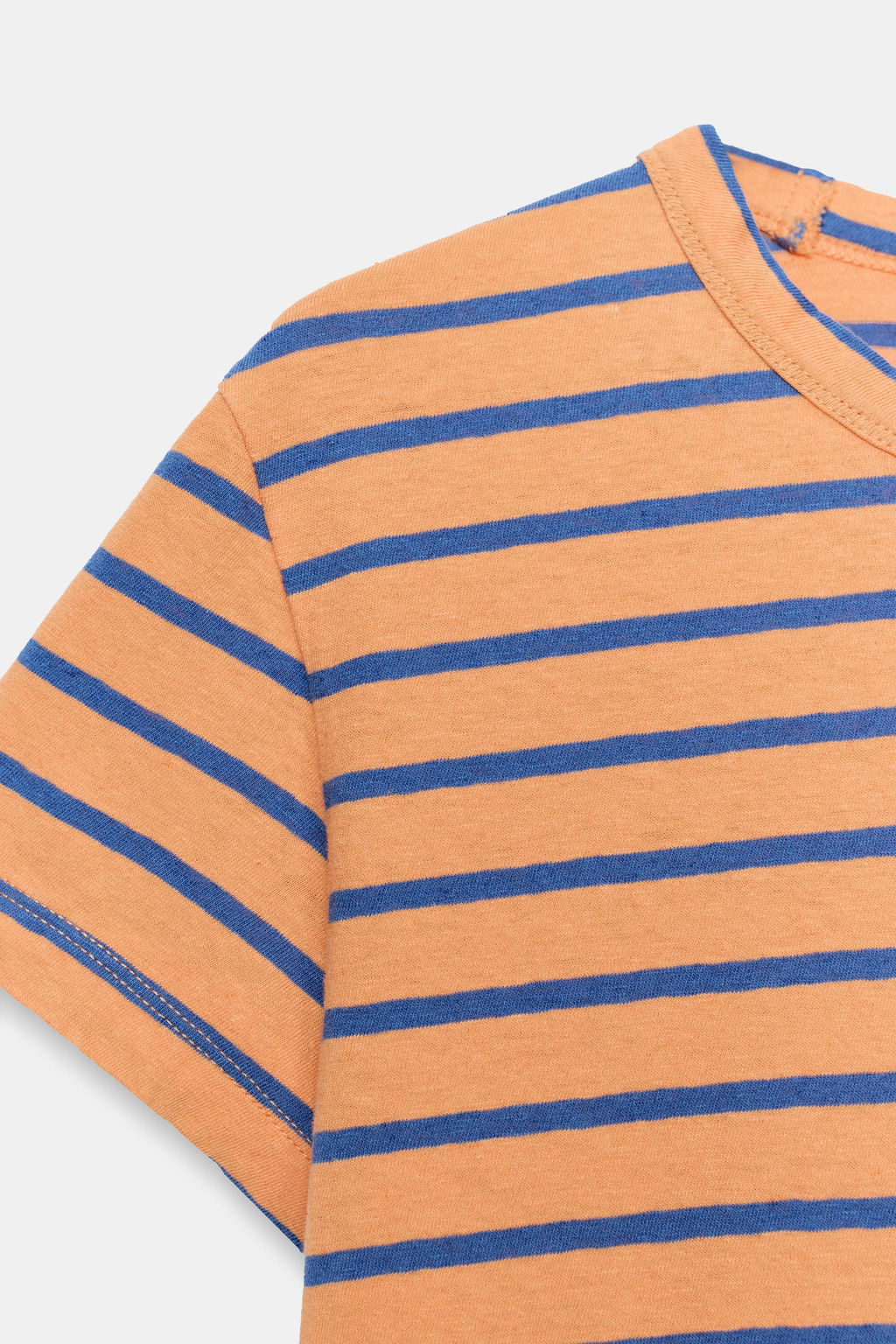 CAMISETA RAYAS ALGOD?N Y LINO / Naranja